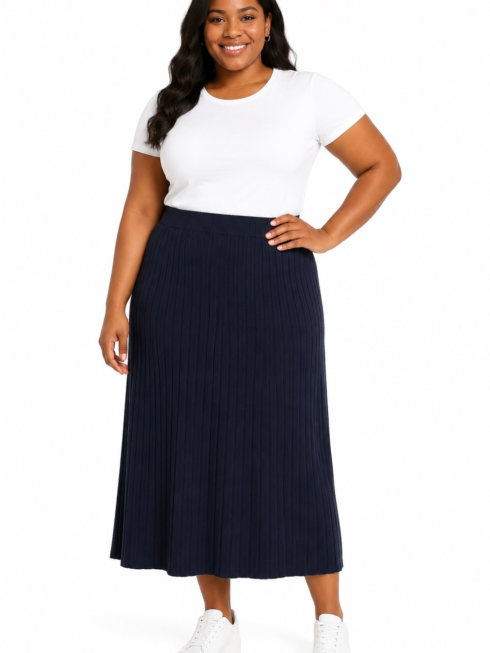 Old Navy Navy Ribbed Knit Midi Skirt – Size XL (NWT)